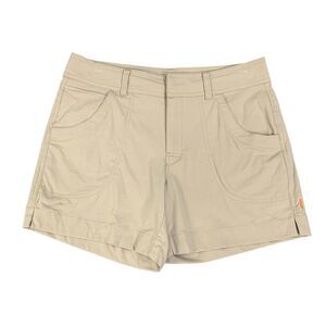 Lucy Shorts Womens S Small Tan Back Zip Pockets Nylon Stretch Outdoor Chino